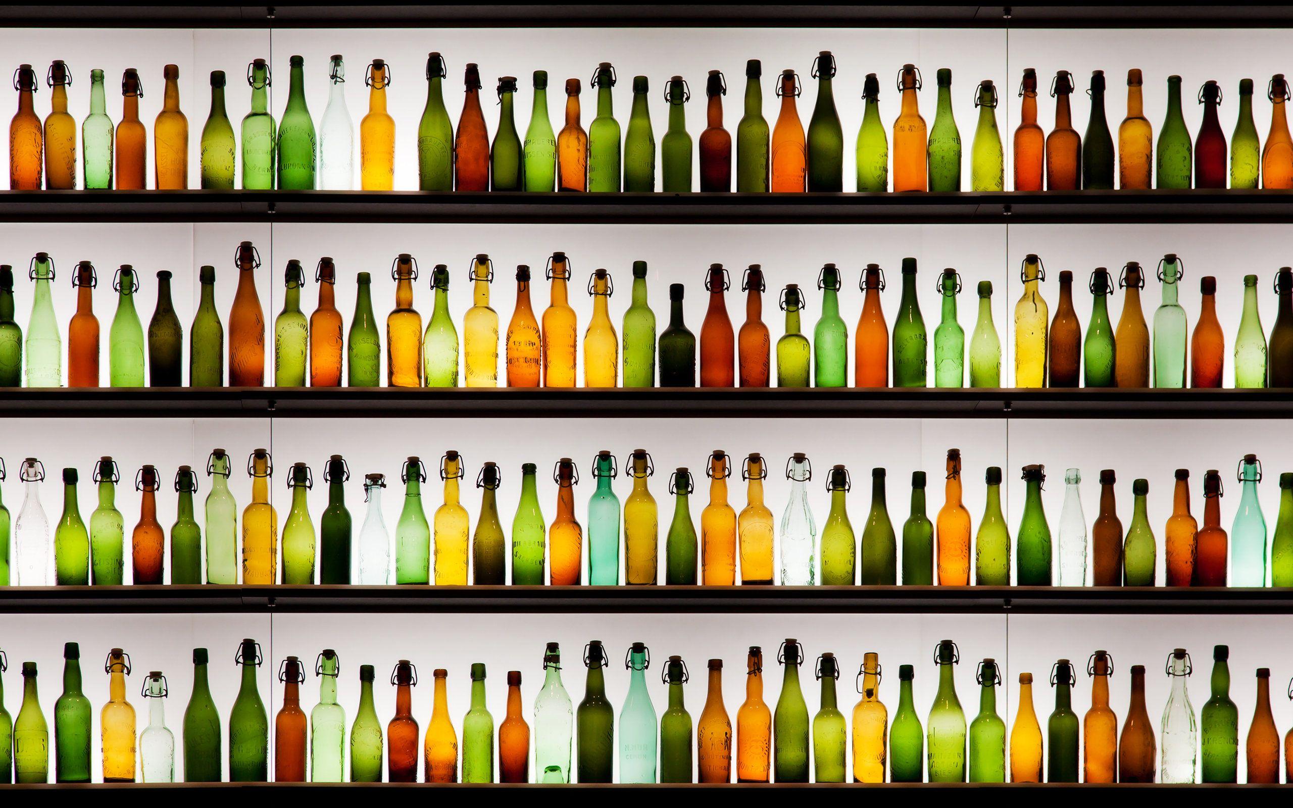 Colored Glass Bottles Full HD Wallpaper