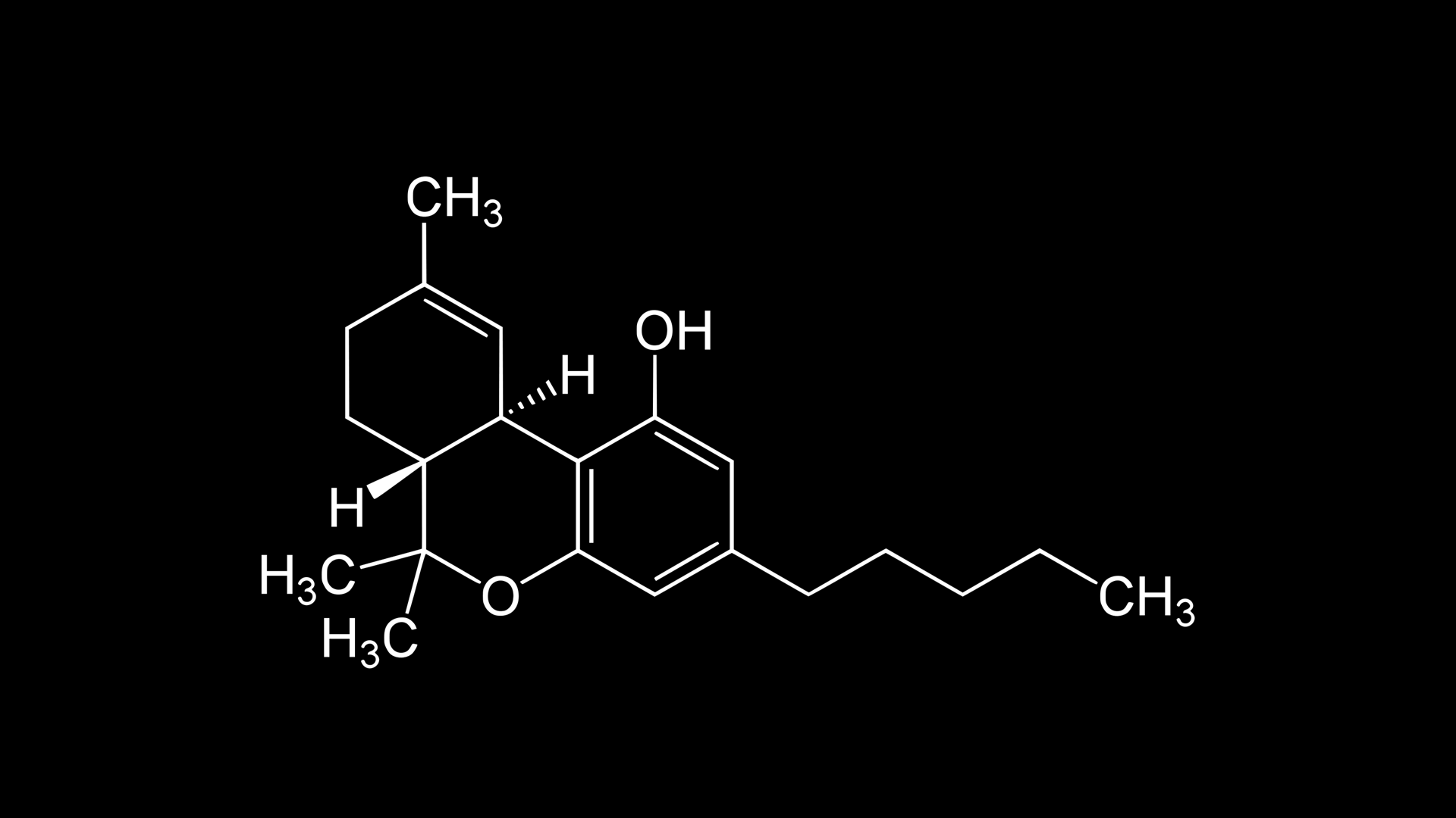 THC Molecule Wallpaper [1920x1080](OC) Reverse B&W in comments