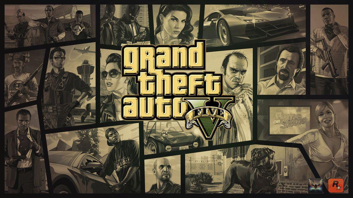 Grand Theft Auto V Gold Logo Wallpaper