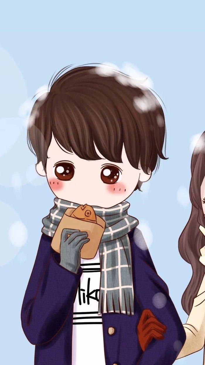 Cute Korean Cartoon Couple Wallpaper