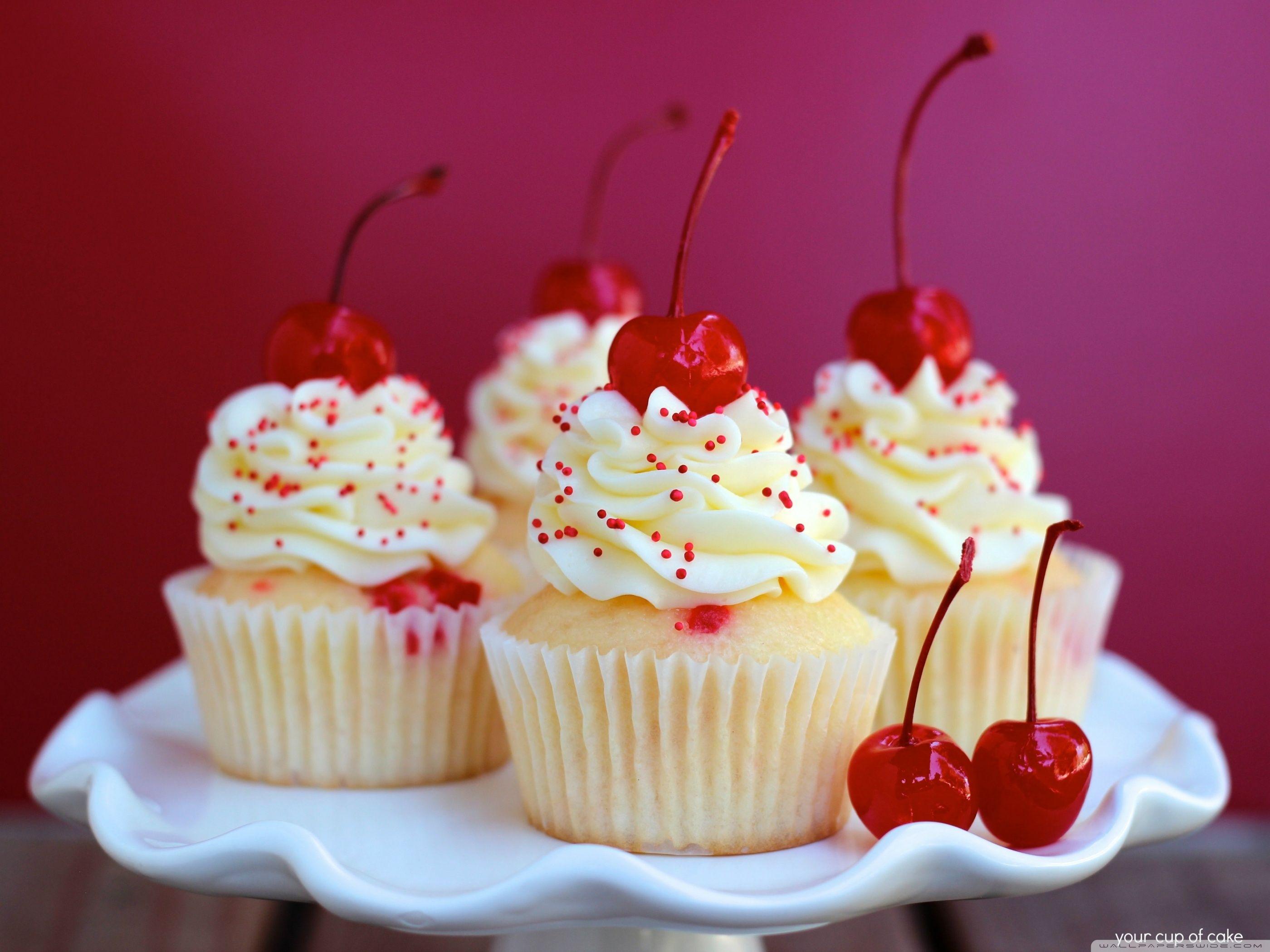 Almond Cherry Cupcakes ❤ 4K HD Desktop Wallpaper for 4K Ultra HD TV