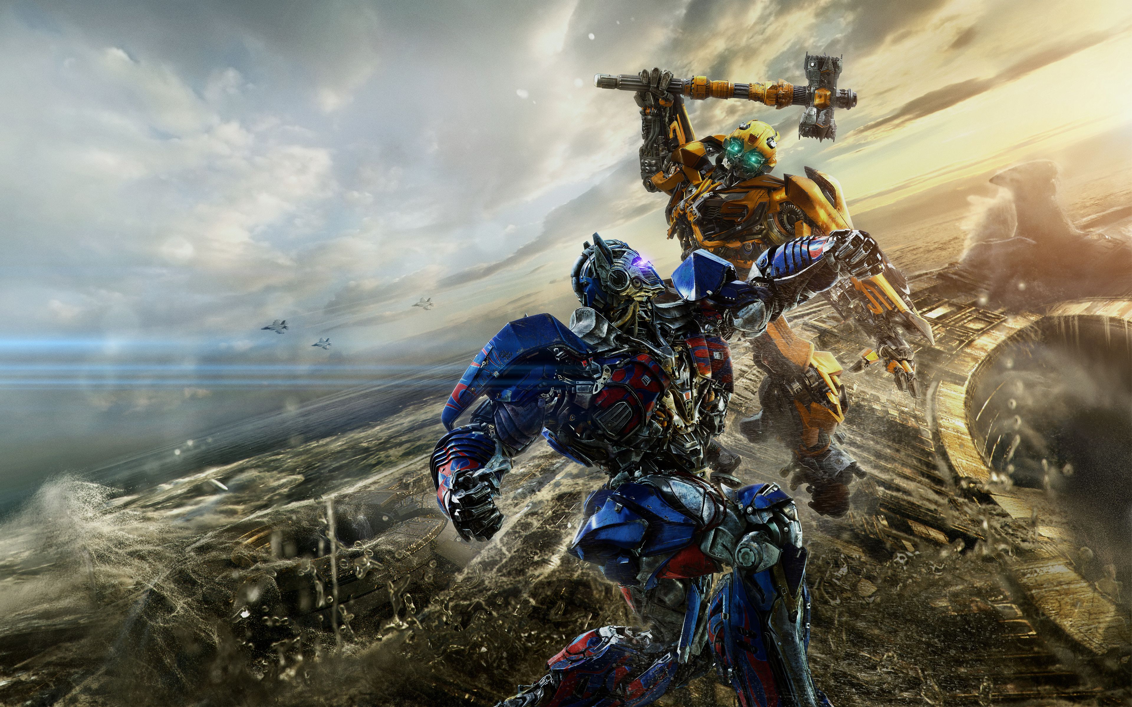 Bumblebee vs Optimus Prime Transformers The Last Knight 5K Wallpaper