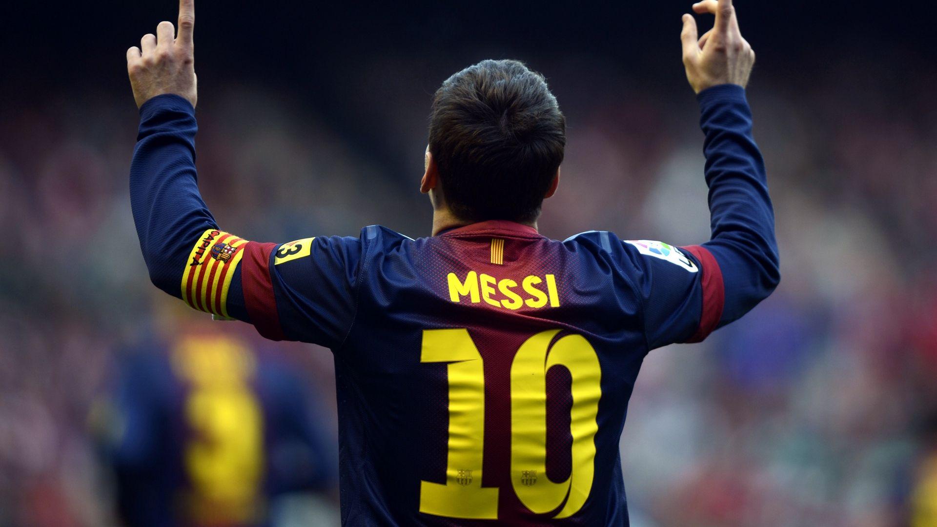 Download wallpaper 1920x1080 lionel messi, player, back, shirt full