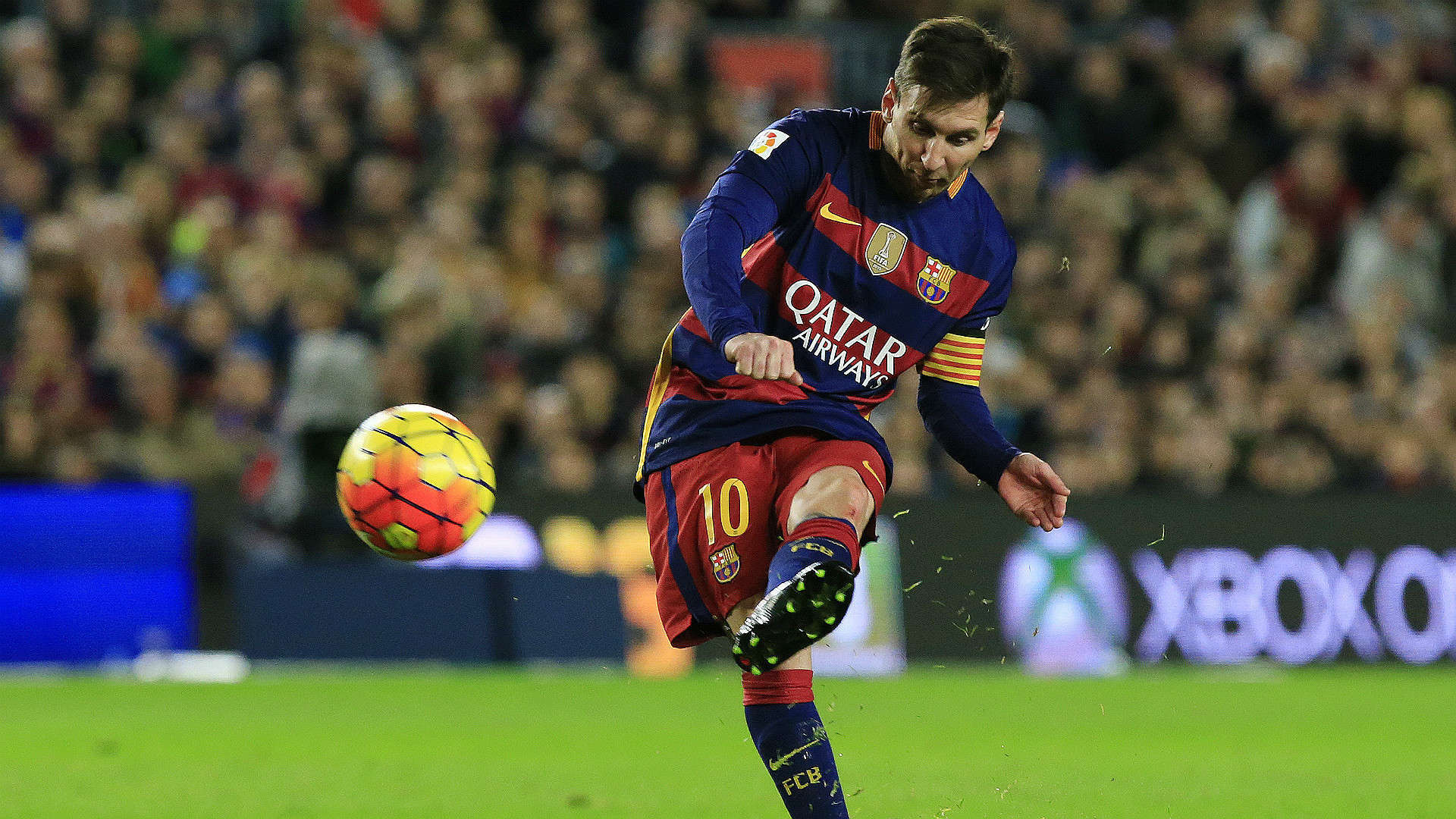 Lionel Messi Barcelona Shoot Yellow Ball