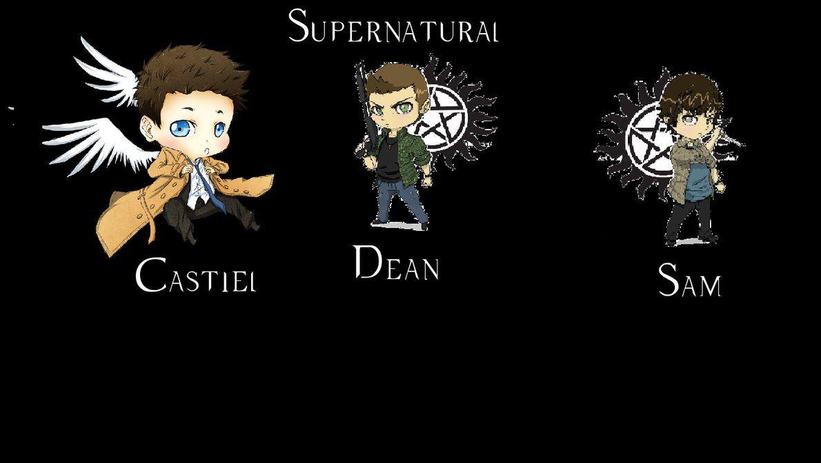 Castiel dean sam chibi supernatural background