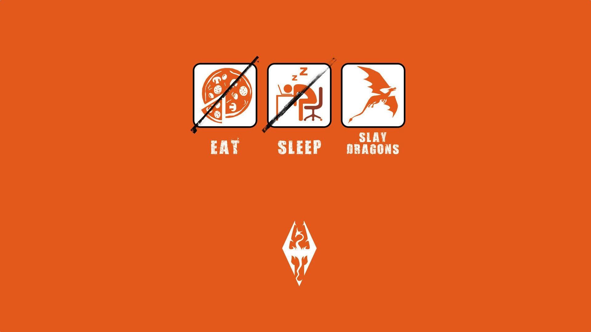 The Elder Scrolls V: Skyrim, Minimalism, Orange Background