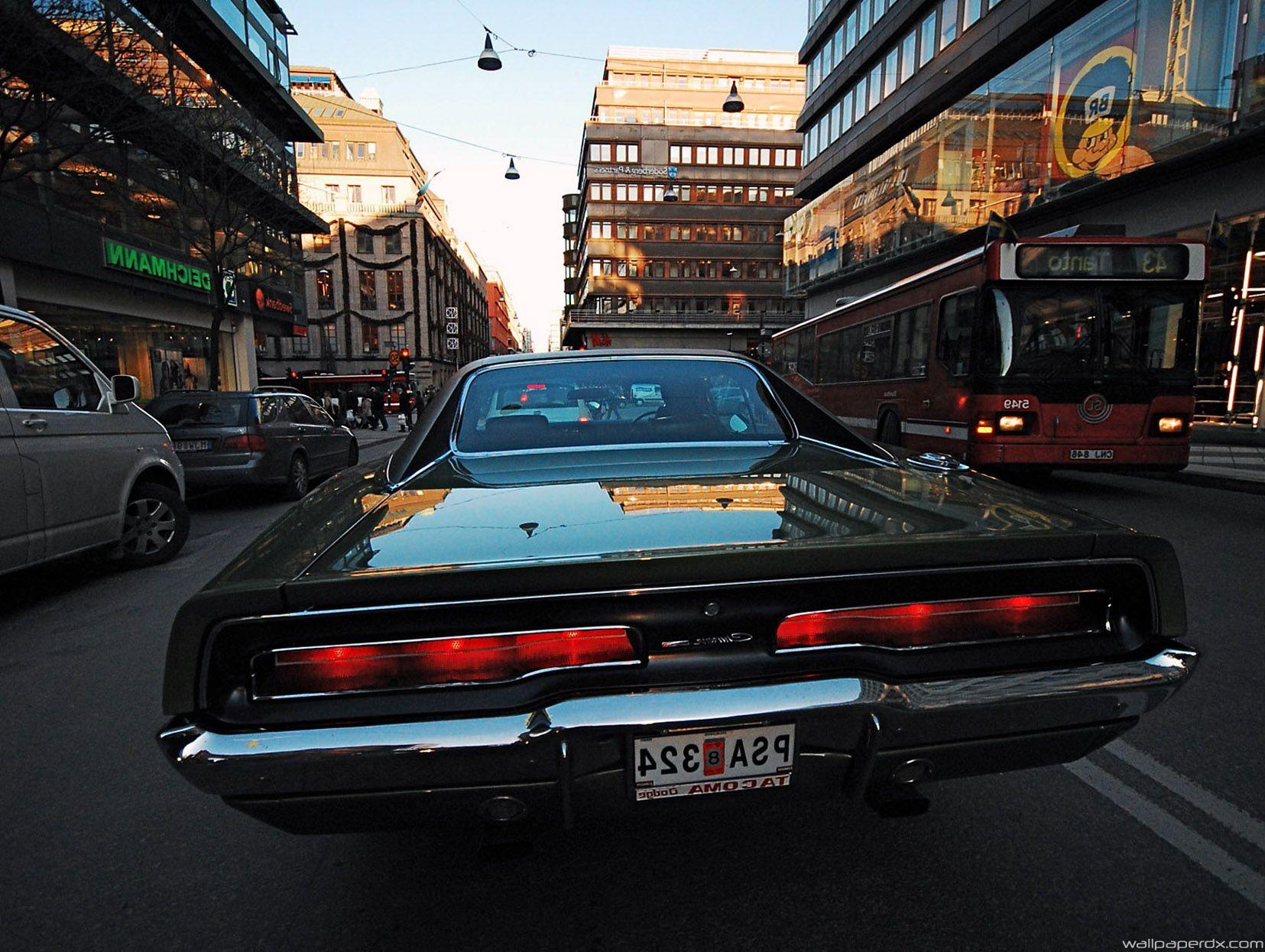 dodge car dodge charger rt 1969 on a city street 2 HD wallpaper