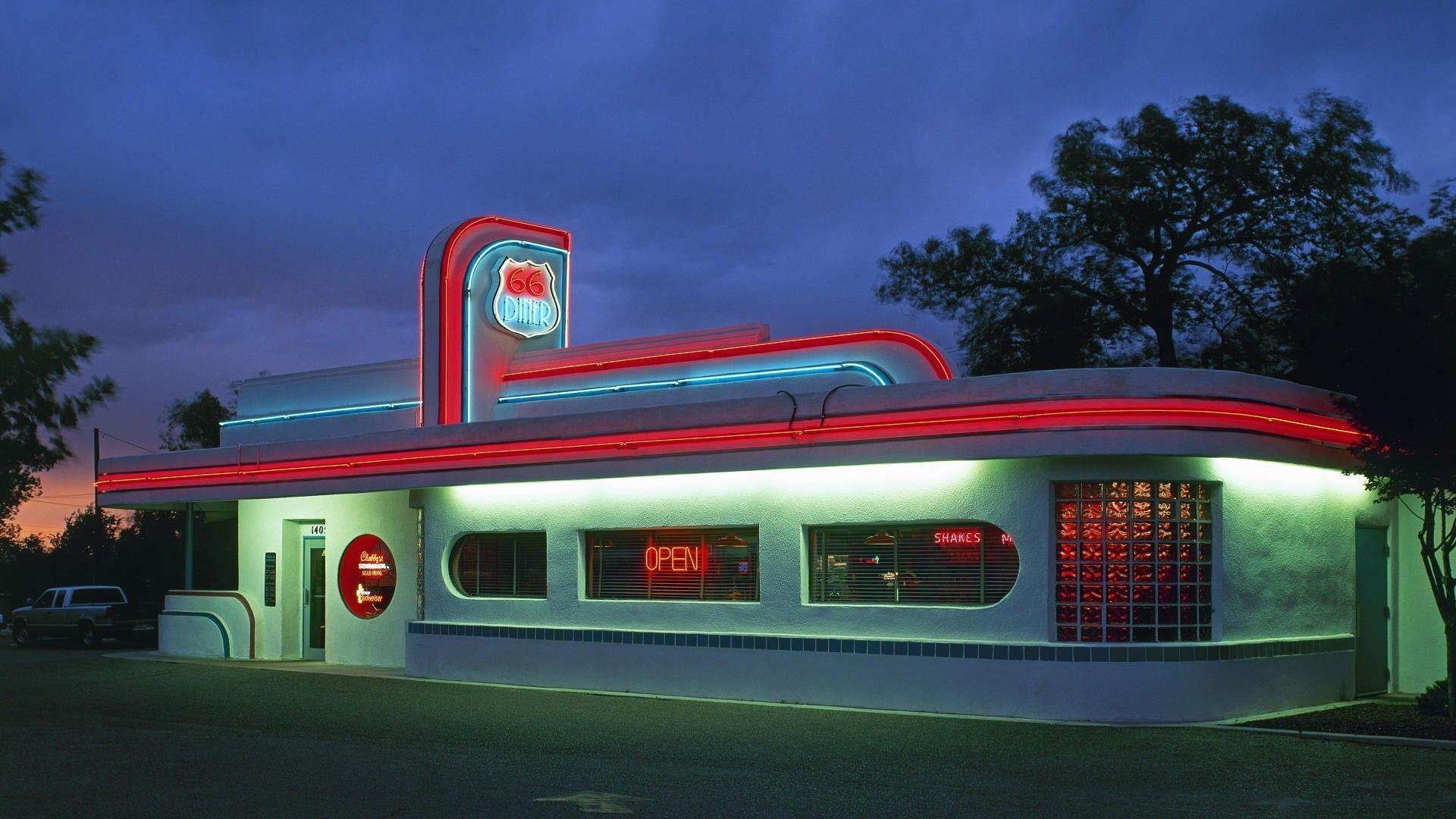 Diner on route 66 in california wallpaper