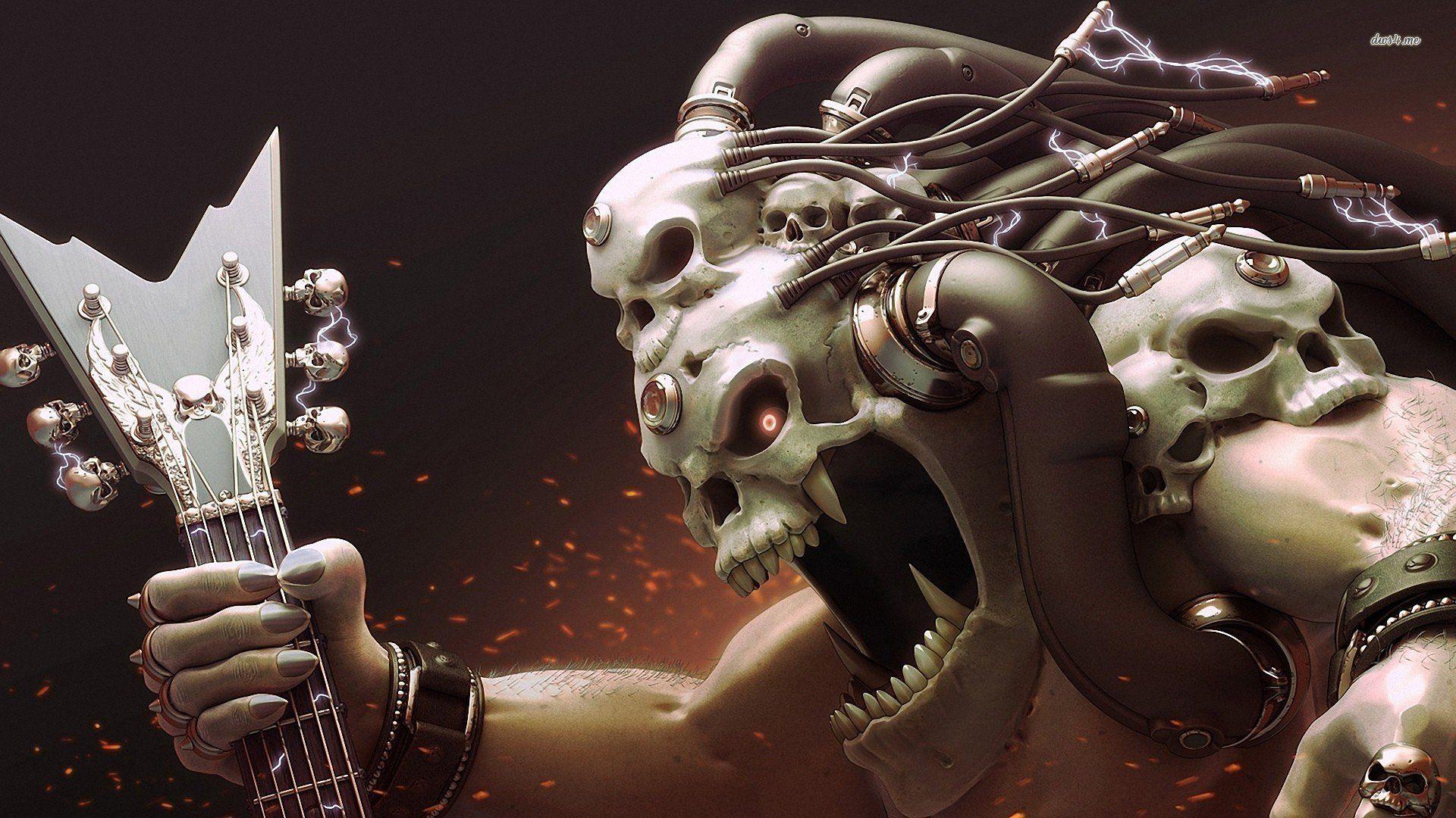 skull wallpaper guitar