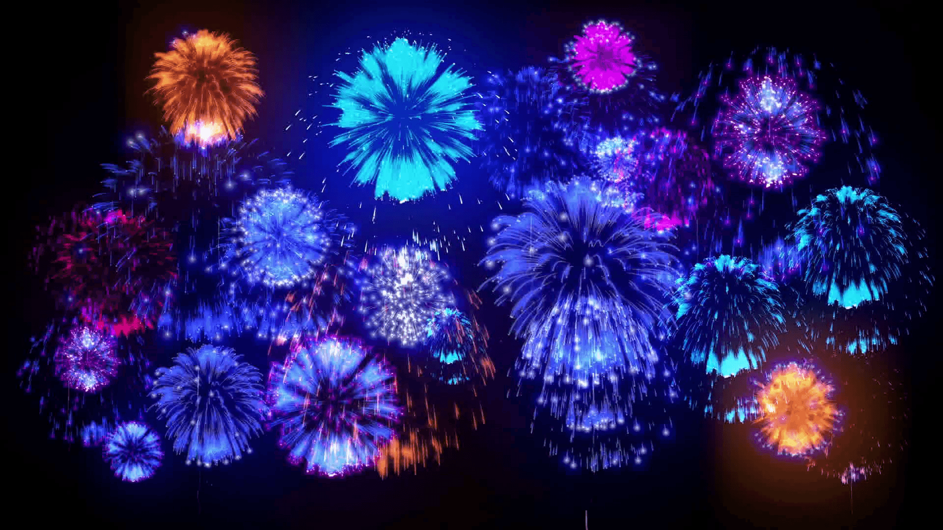 4K firework background. colorful fireckrackers at holiday night