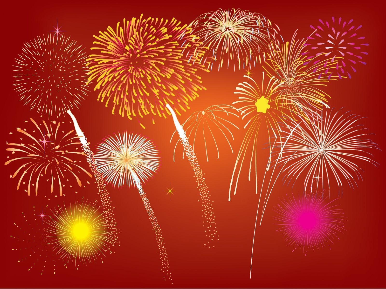 Fireworks Design Powerpoint , Holidays, Red