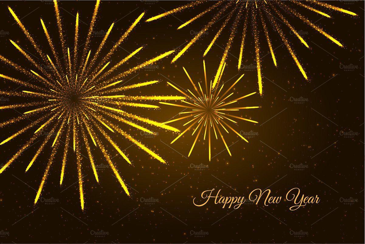 New Year fireworks background Illustrations Creative Market