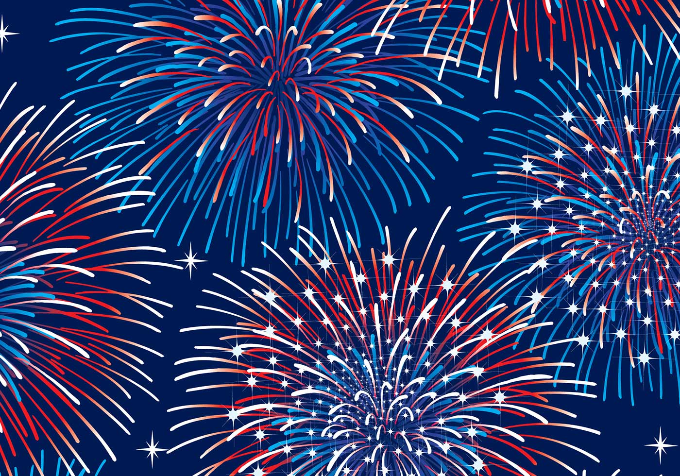 Patriotic Fireworks Background Vector Free Vector Art