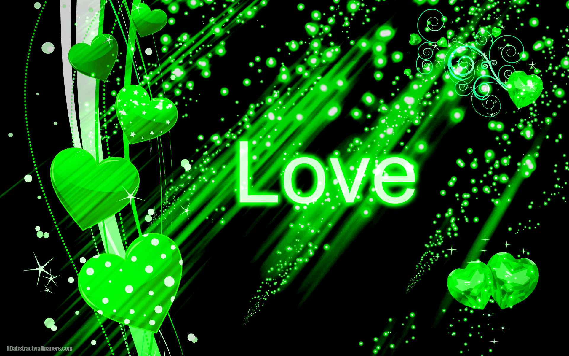 Black Abstract Wallpaper Green Love Hearts Text Love
