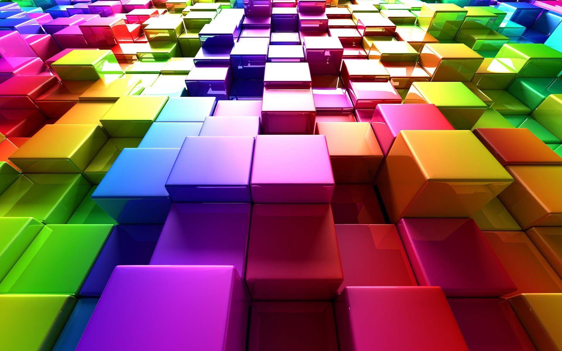 3D Colorful Blocks. HD 3D and Abstract Wallpaper for Mobile