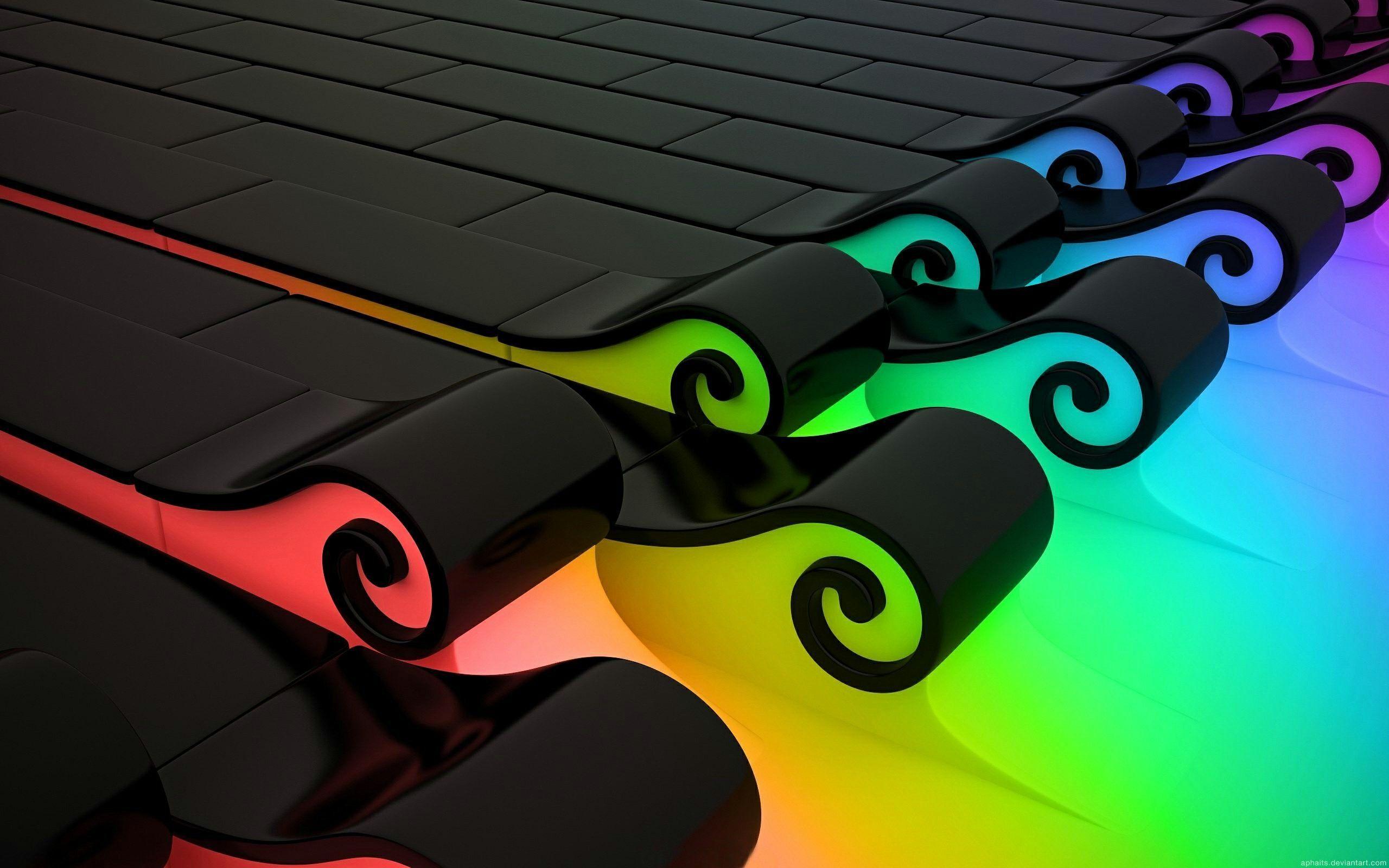 Free Colorful 3D Abstract Waves HD Wallpaper Download