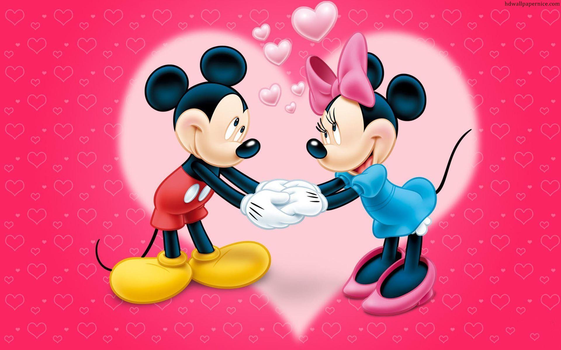 Cartoon Cute Love Couple Mickey And Minnie Mouse HD Wallpaper