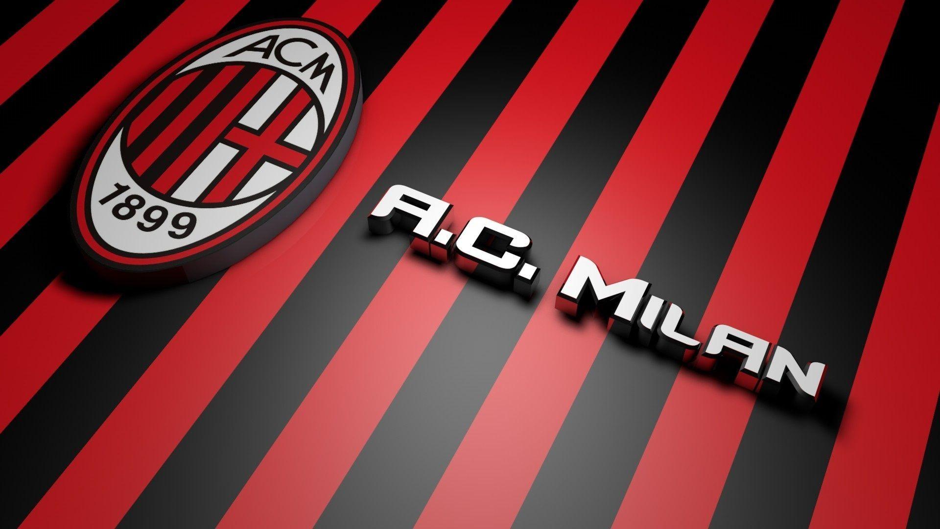 AC Milan 3D Football Logo Red and Black Background Full HD Wallpaper Widescreen. Milan wallpaper, Milan football, Ac milan