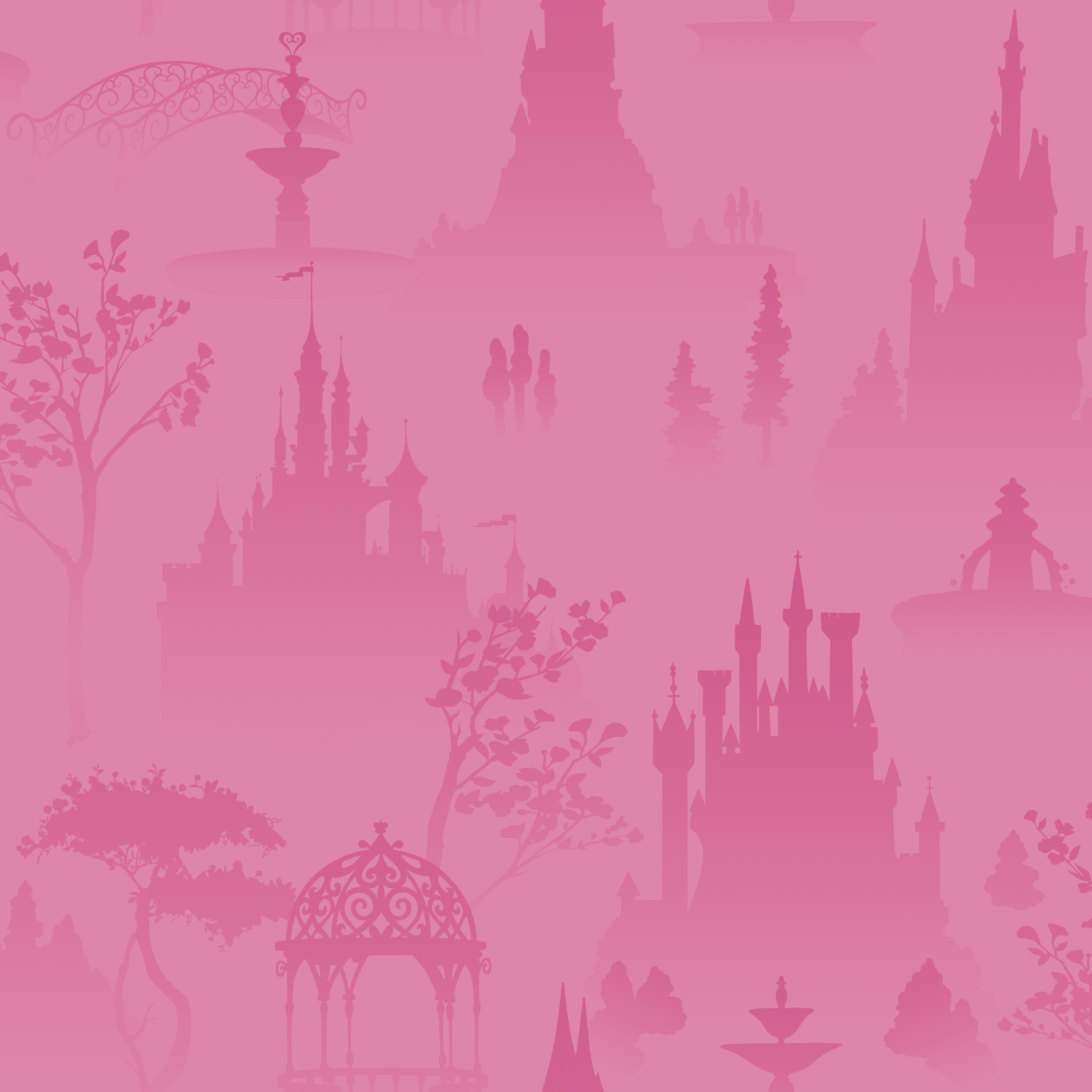 York Wallpaper Disney Princess Pink Tonal Scenic Wallpaper