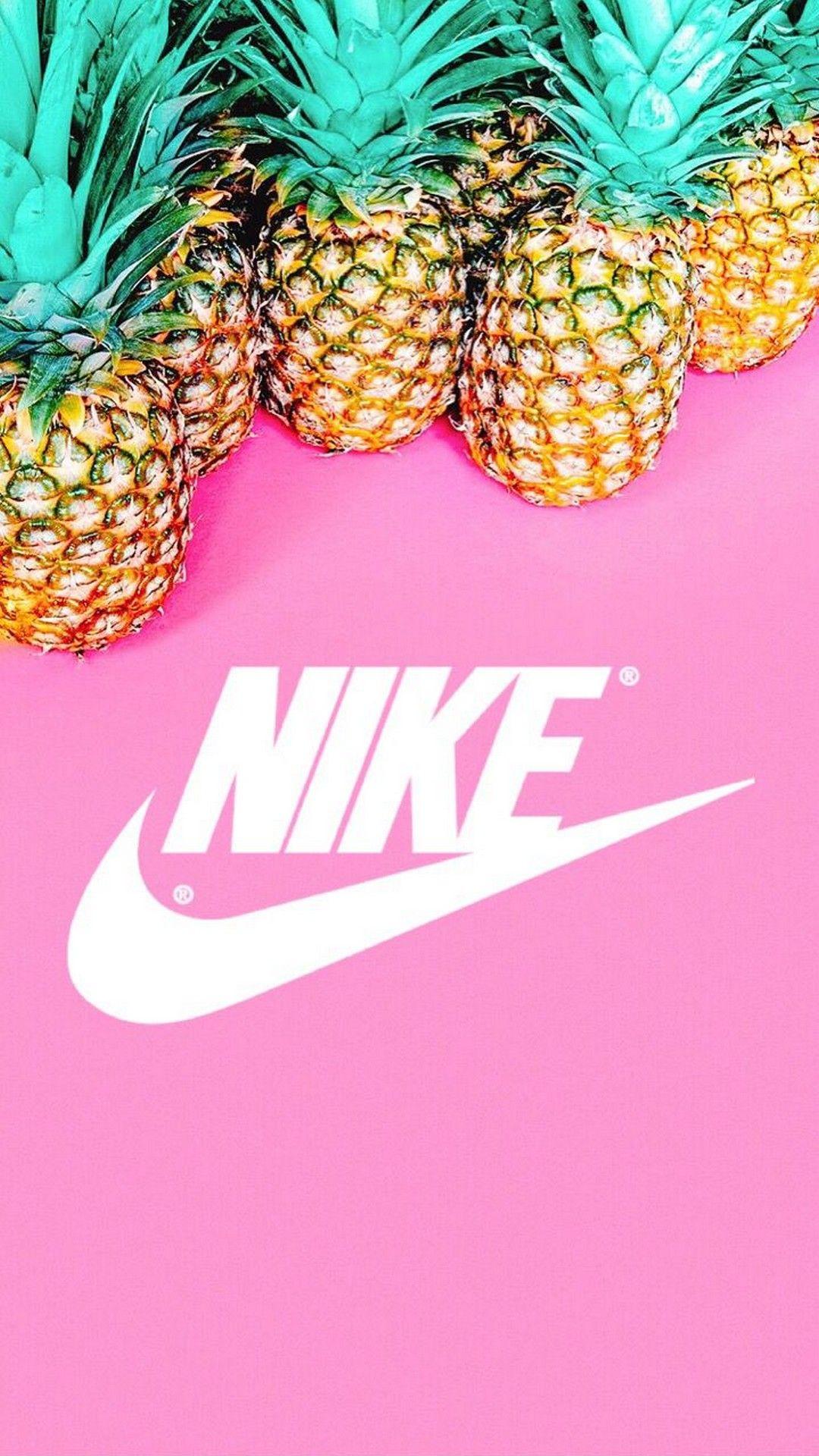 Nike Pineapple Pink Background 3D iPhone Wallpaper
