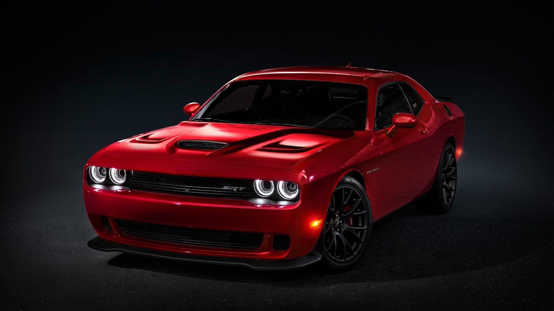 Full HD Wallpaper dodge challenger red front view muscle car