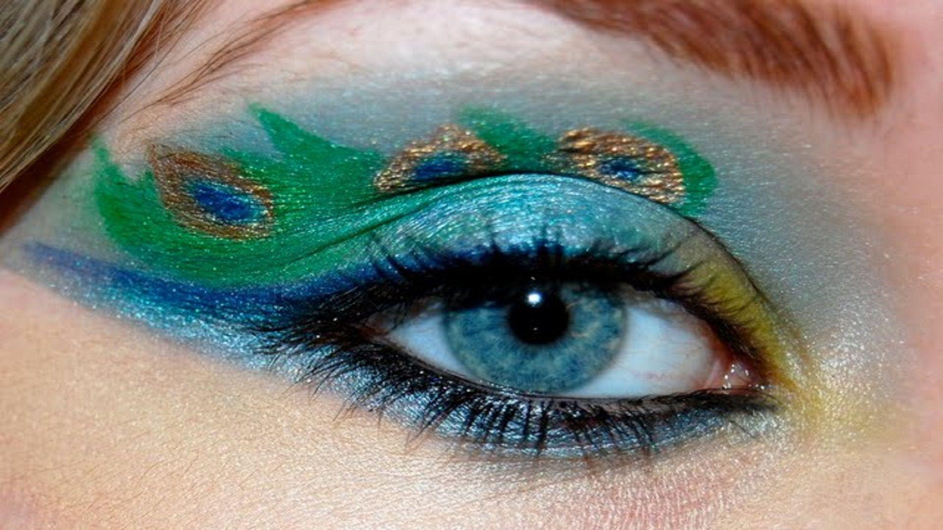 HOt Midnight Peacock Eye Makeup Free Wallpaper Hd