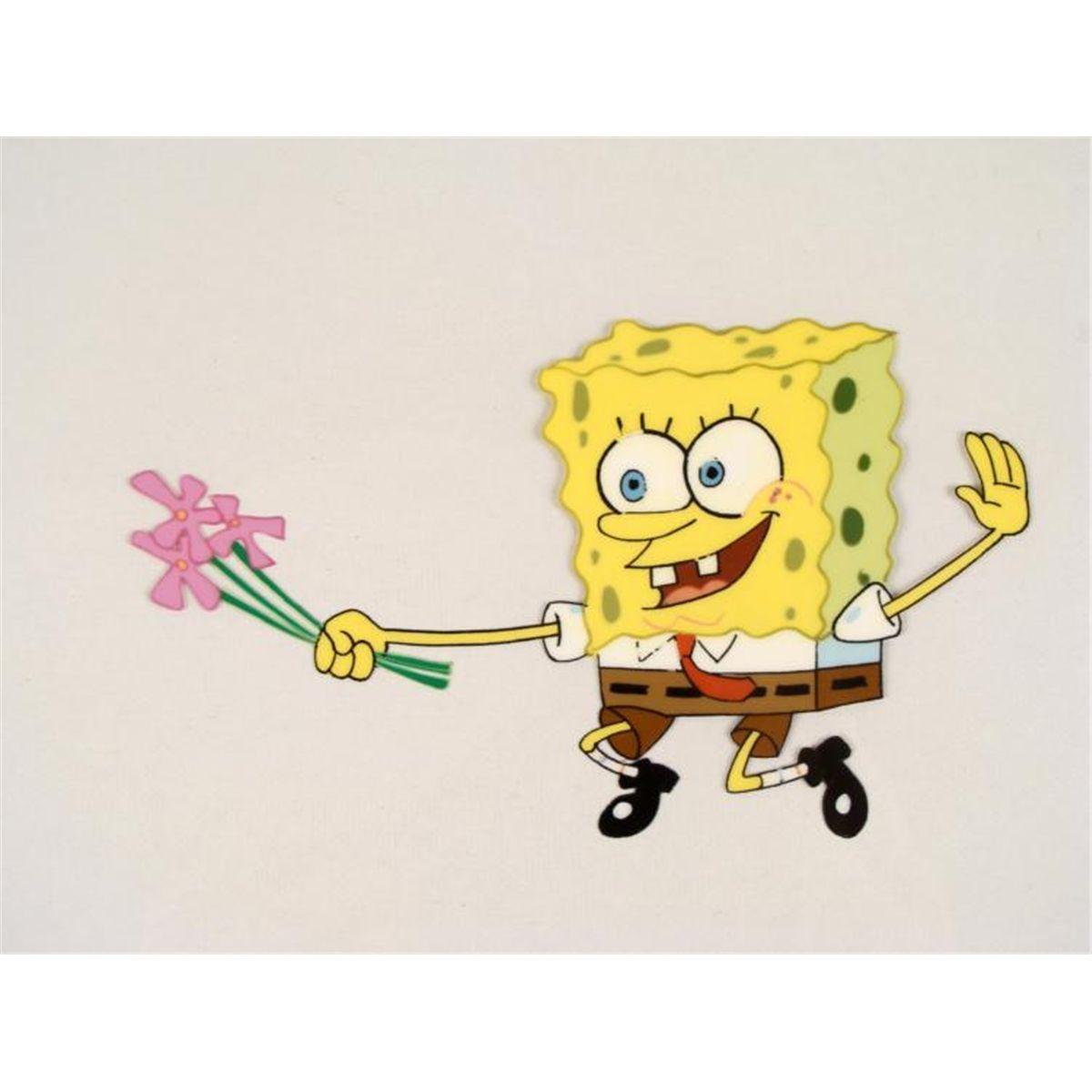 Slapping Flowers SpongeBob Original Animation Art Cel