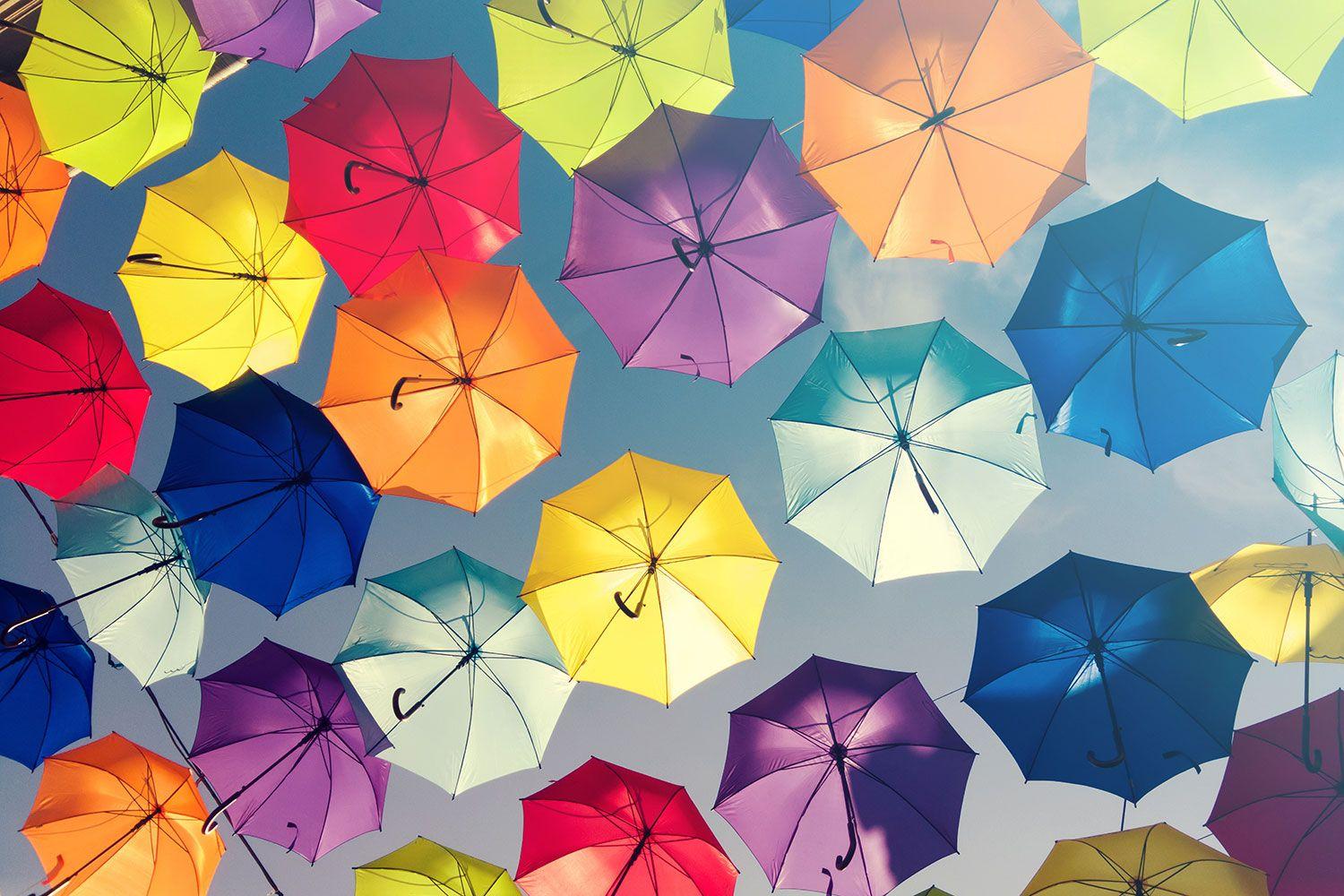 Coloured Umbrellas Wallpaper for Decor