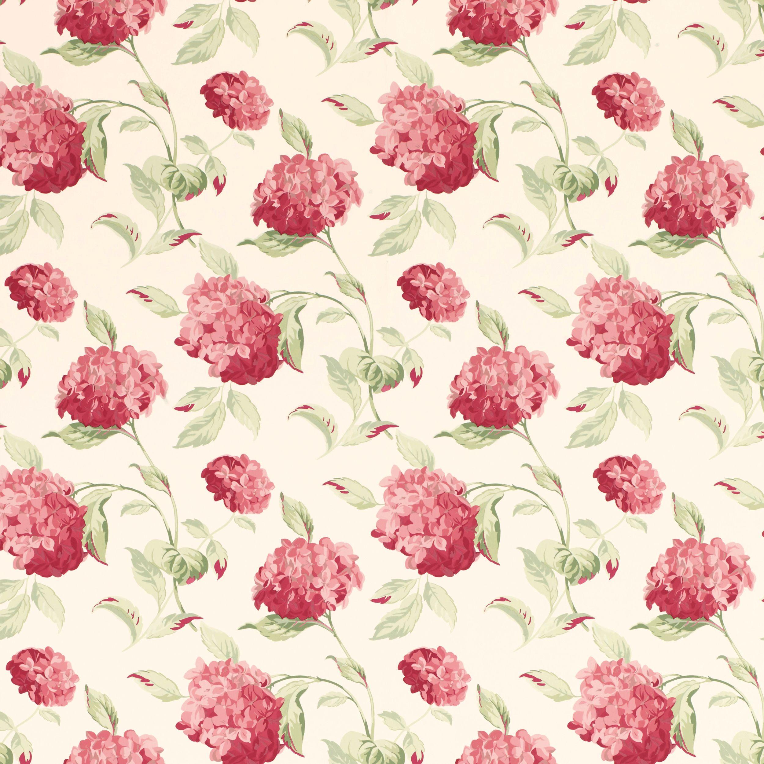 Hydrangea Cranberry Floral Wallpaper