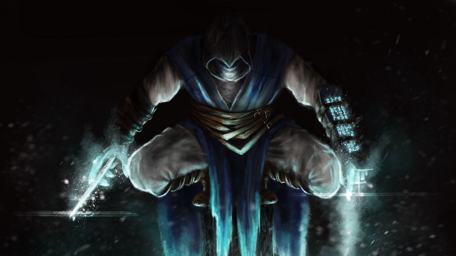 Download Wallpaper 1920x1080 Mortal Kombat, Sub Zero, Jump, Art Full