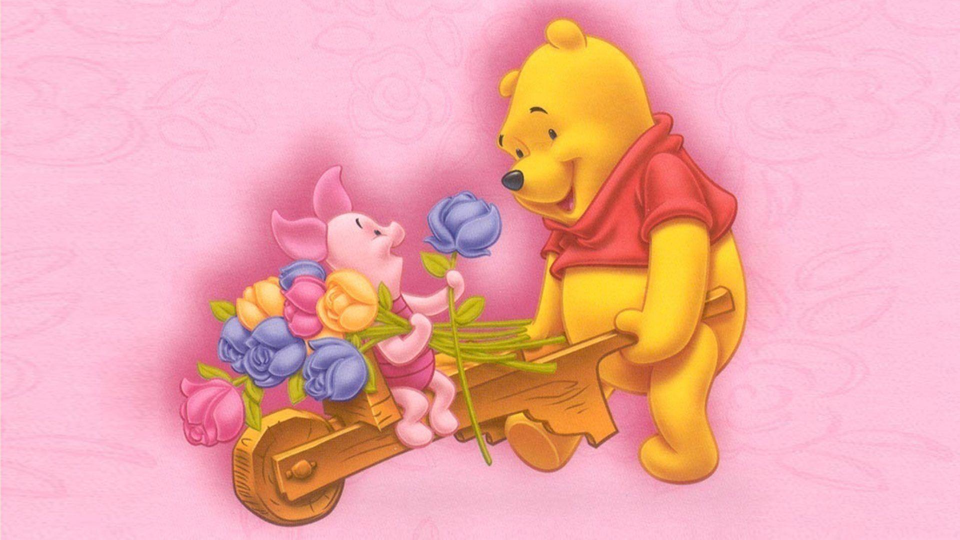 Winnie The Pooh And Piglet Trolley Bouquet Of Flowers Disney