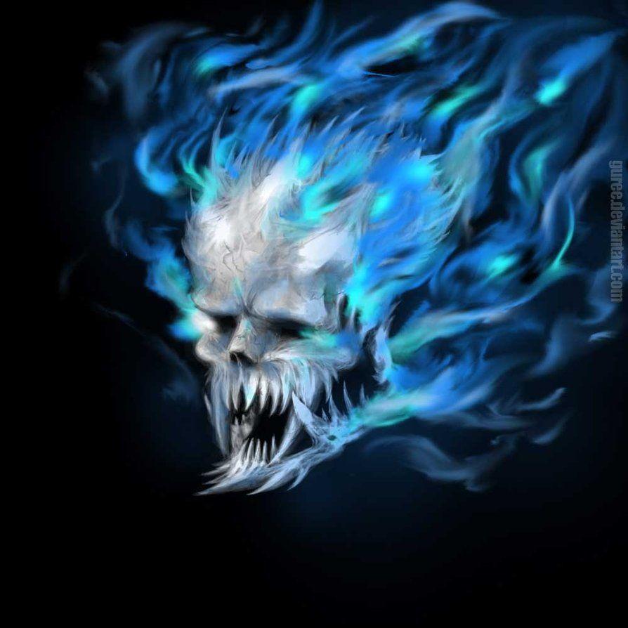 Blue Flame Skull By Guree Dsqzr. WallPixy. Skull fire, Blue skulls, Skull wallpaper