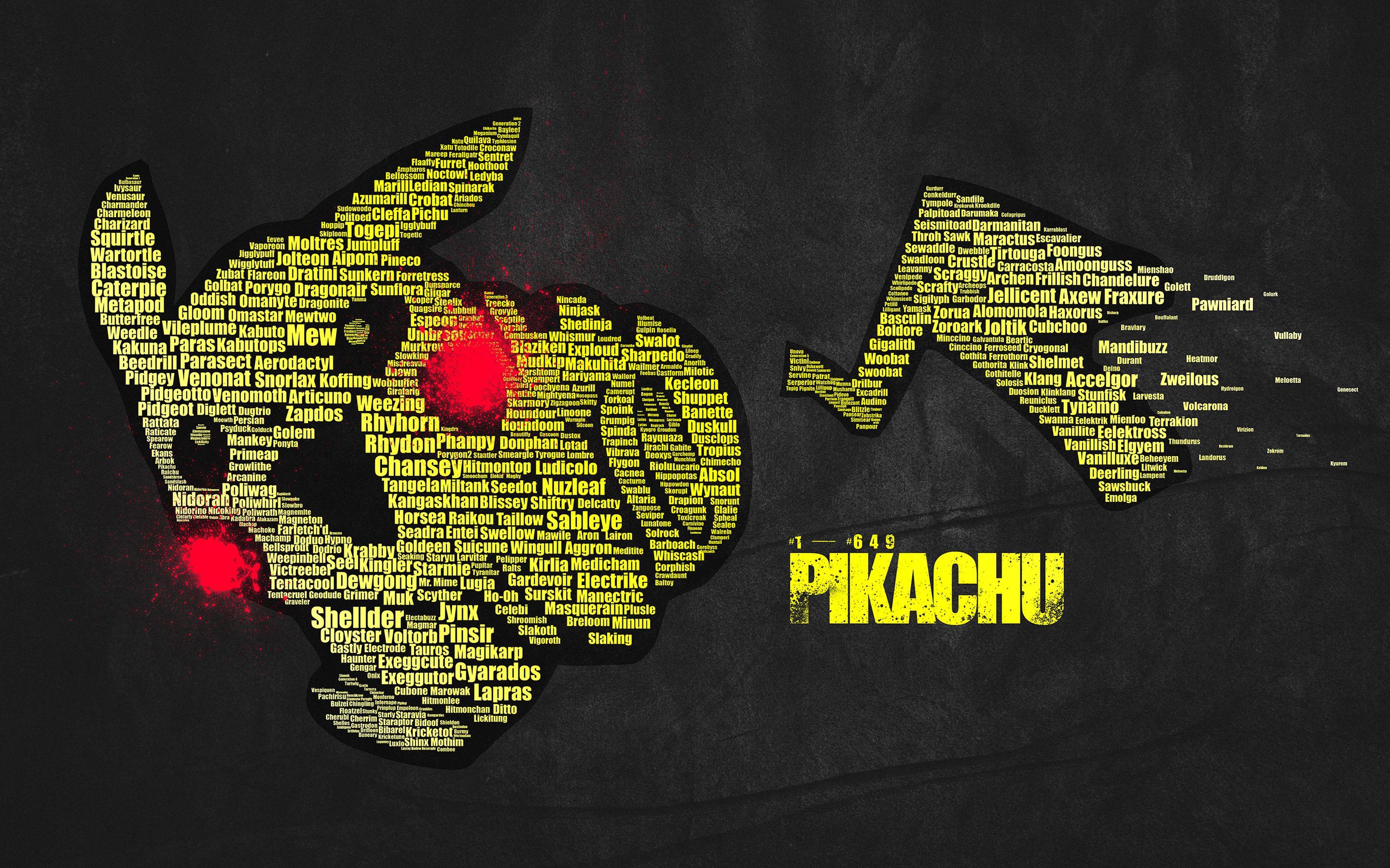 Pokemon Pikachu Typography text wallpaperx1800