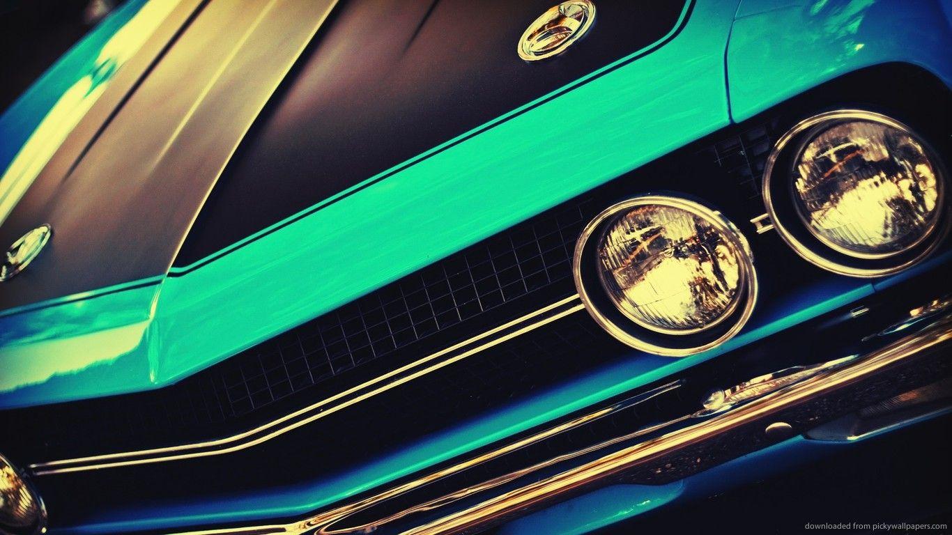 Download 1366x768 Blue Vintage Muscle Car Wallpaper. Epic Car