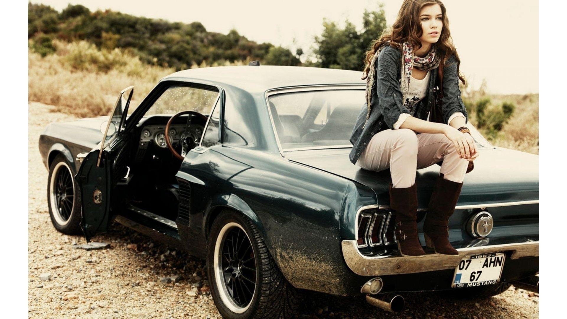 Background Cars Classic Muscle And With Girl Hollywood Car