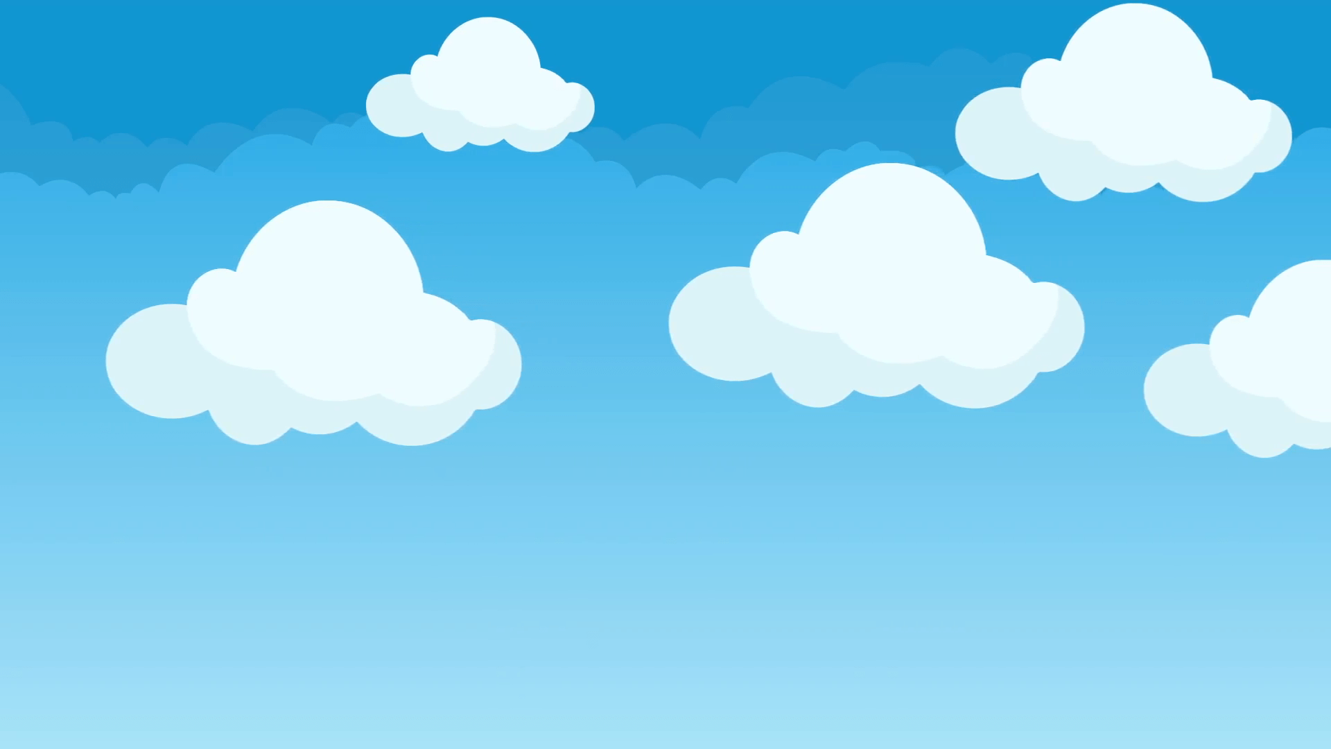 Cute and Puffy Cartoon Clouds Hovering in a Blue Sky Motion