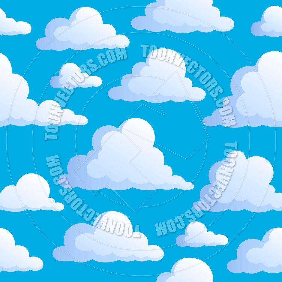 Cartoon Seamless Background Clouds Theme by clairev. Toon Vectors