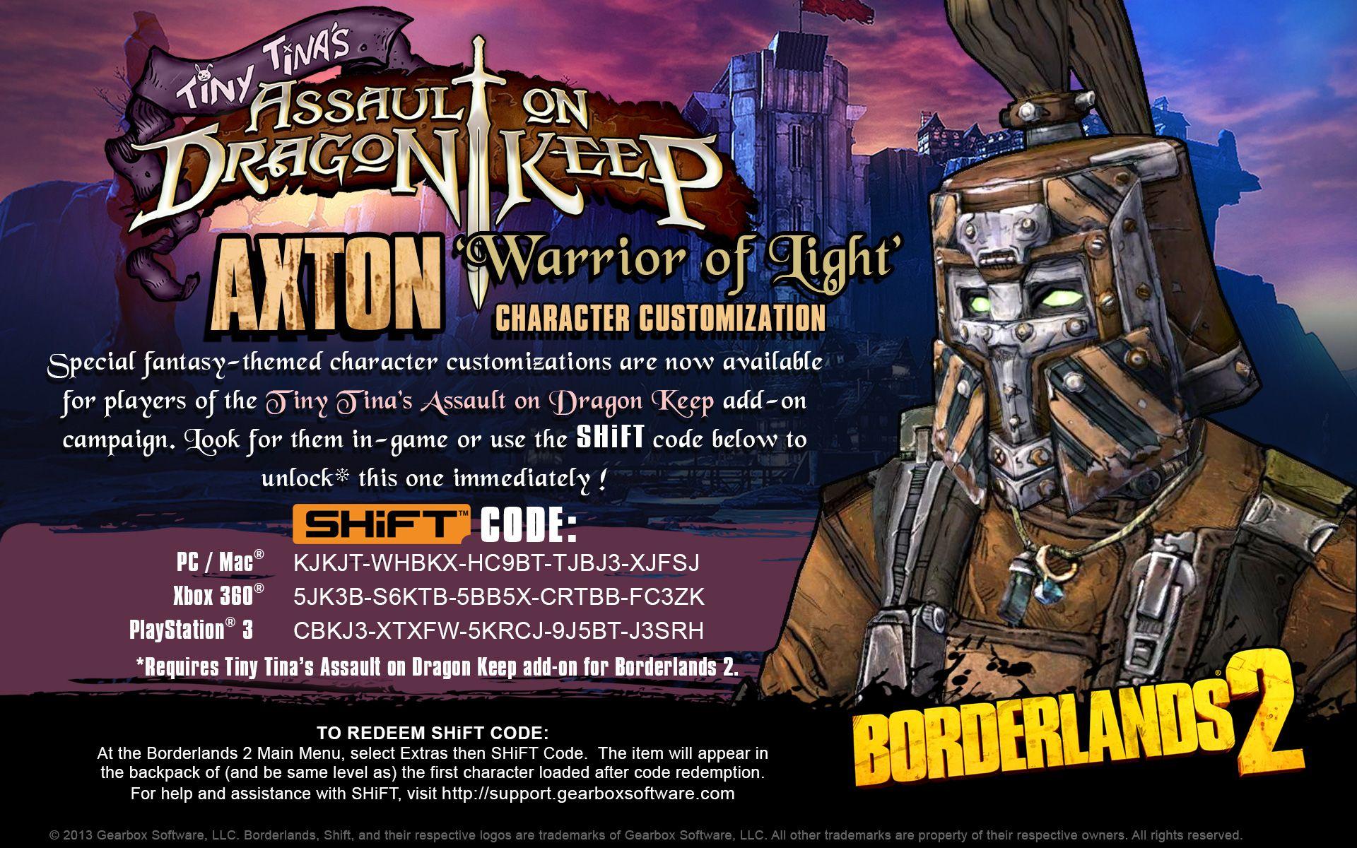 Borderlands 2 'Dragon Keep Heads' SHiFT Codes