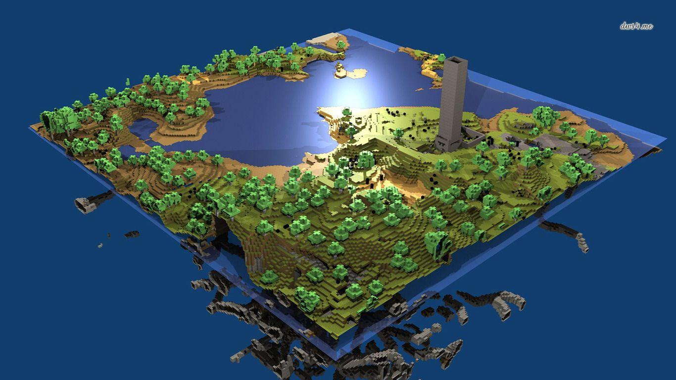 Wallpaper Creeper Minecraft Flat World 1366x768. Minecraft Image