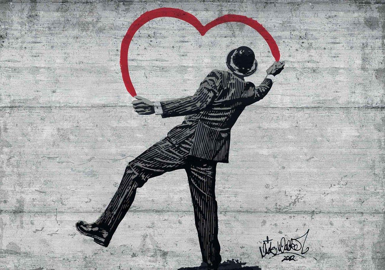 Banksy Graffiti Concrete Wall Wall Paper Mural