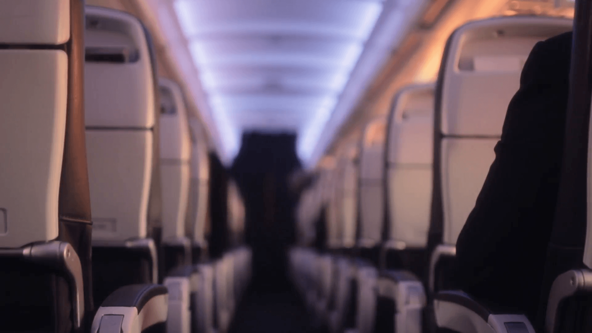 Flight cabin seats with passengers Stock Video Footage