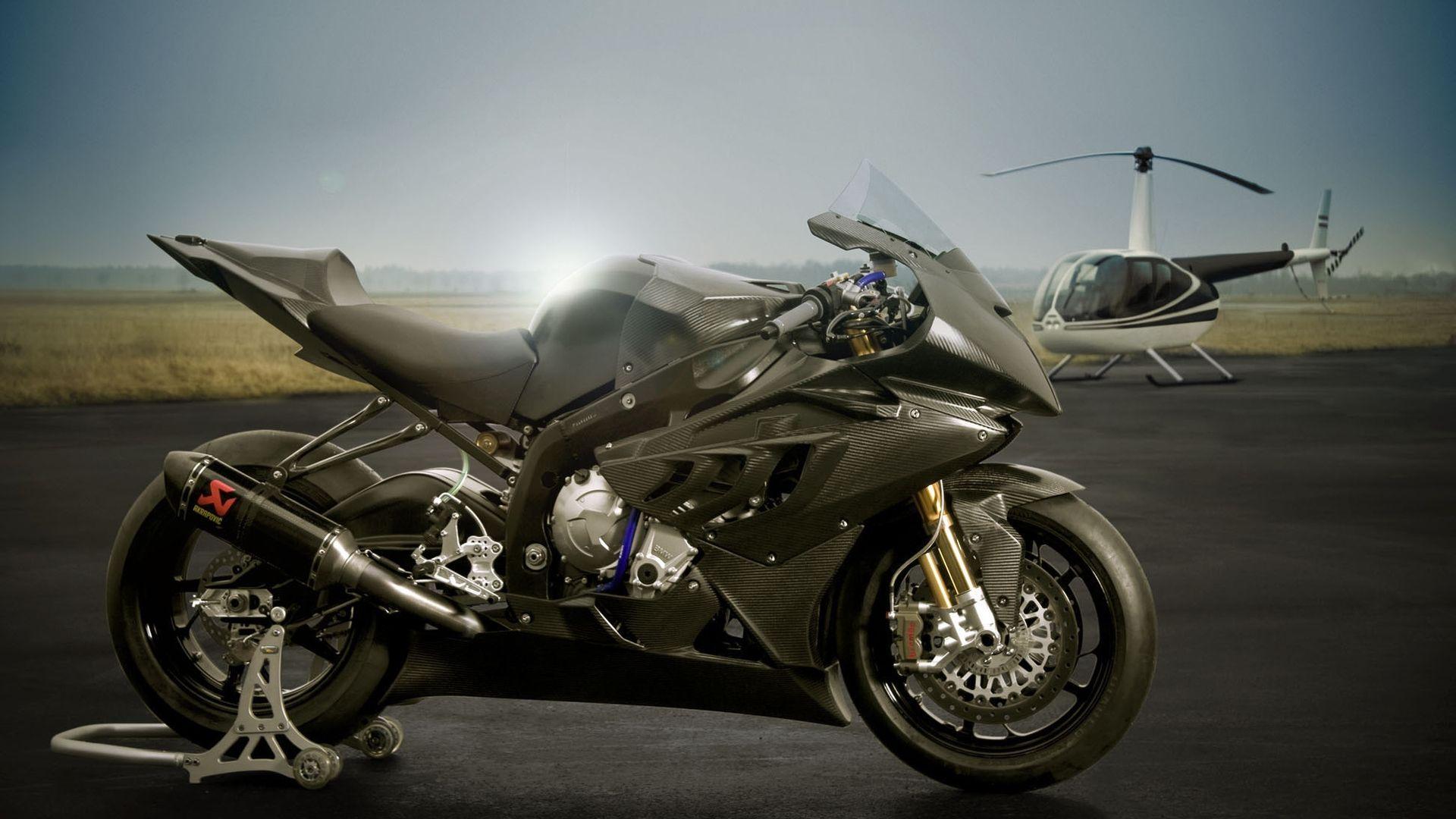 Superbike BMW S1000RR and helicopter wallpaper download
