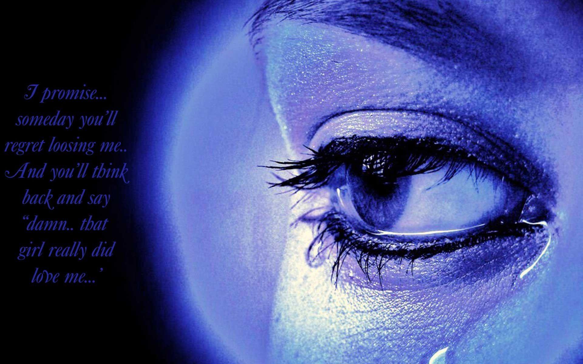 I miss you tears in eye sad quote for love. HD Wallpaper Rocks