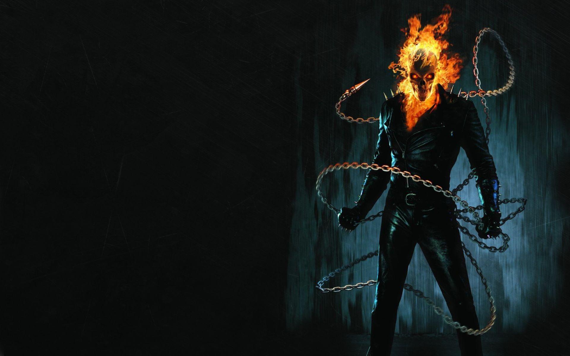Ghost Rider comics movies dark skull skeleton fire wallpapers