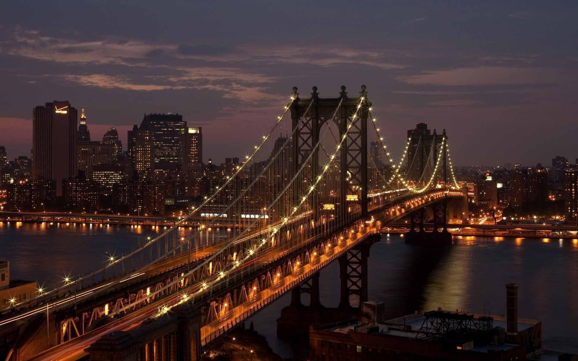 Manhattan Bridge New York City Night Wallpaper. HD Travel