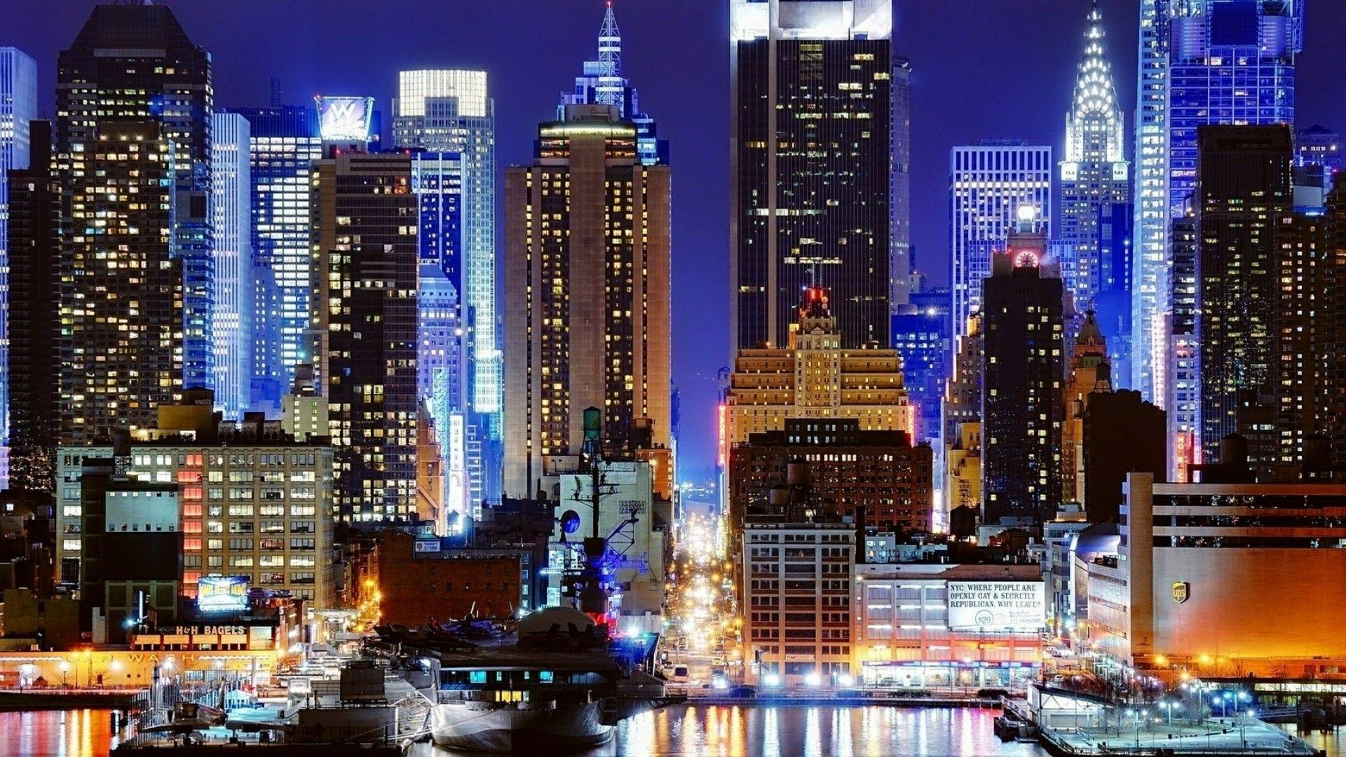 View Of New York At Night Wallpaper. Wallpaper Studio 10