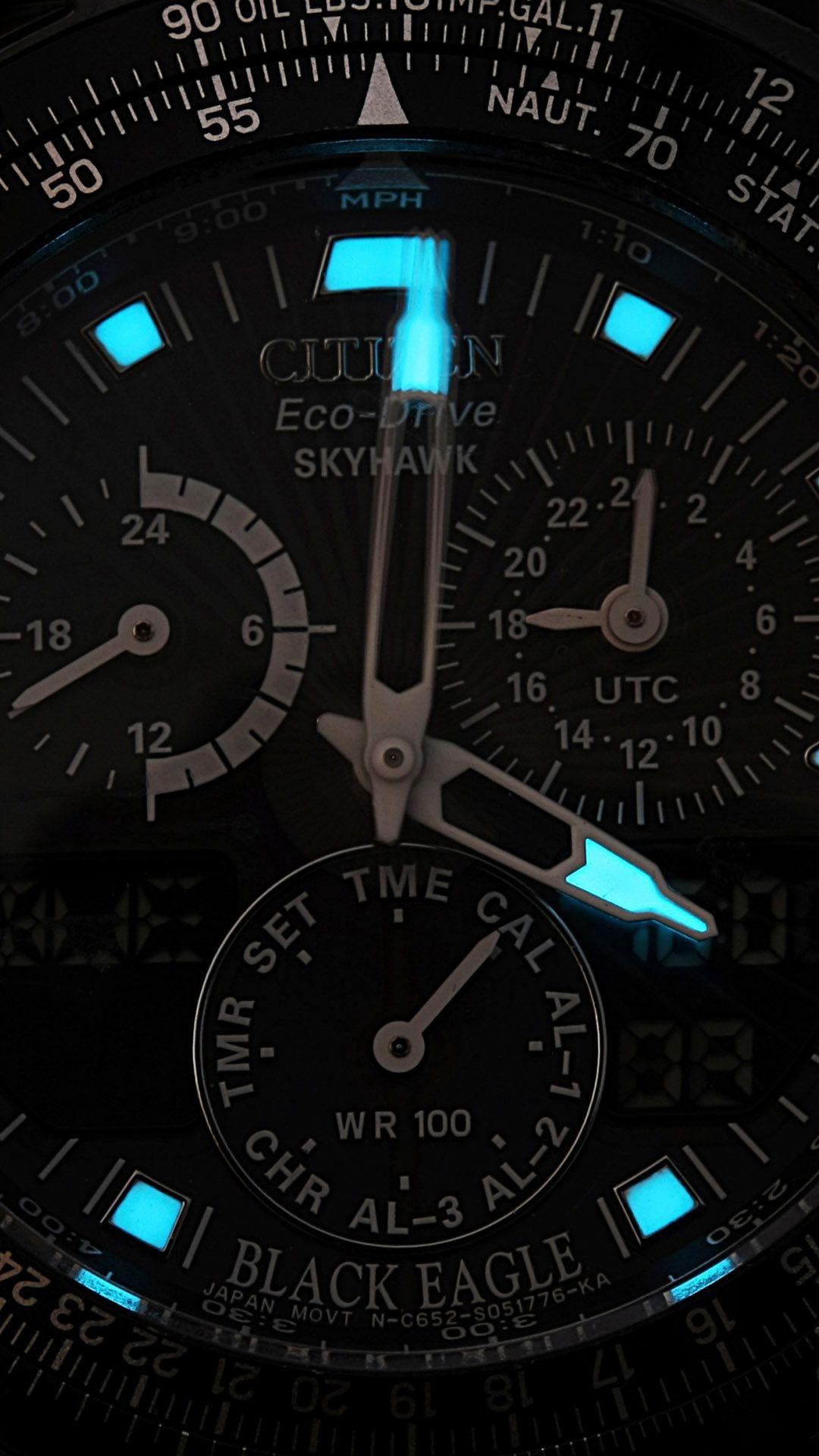 Citizen Wristwatch Blue Neon Light Android Wallpaper free download