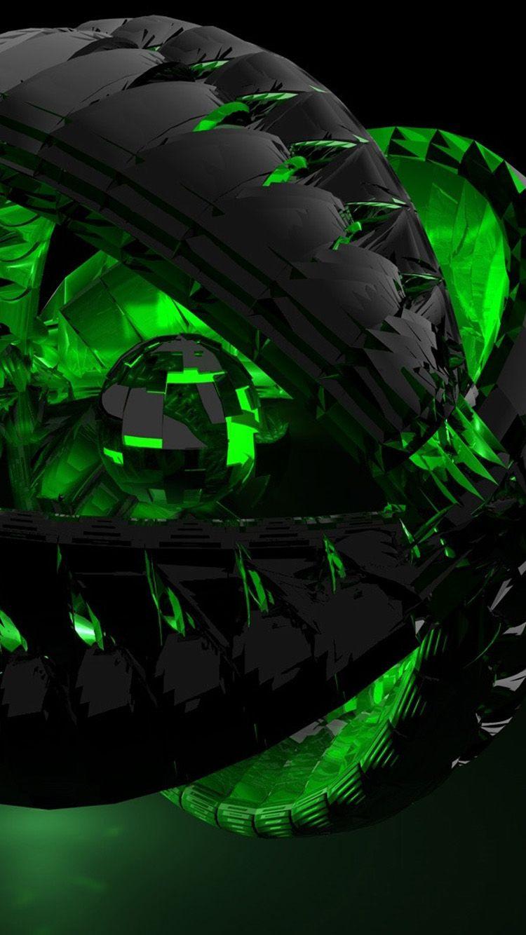 3D black and green iPhone 8 Wallpaper. HD iPhone8 Wallpaper