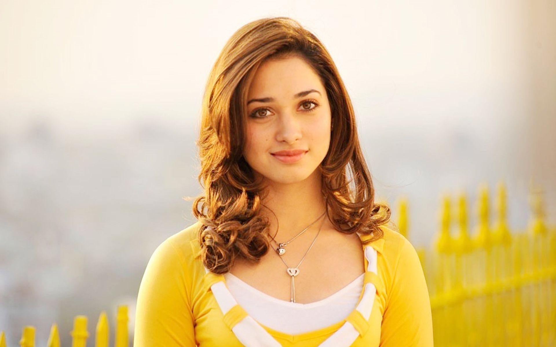 Tamanna Bhatia in yellow dress. HD Wallpaper Rocks