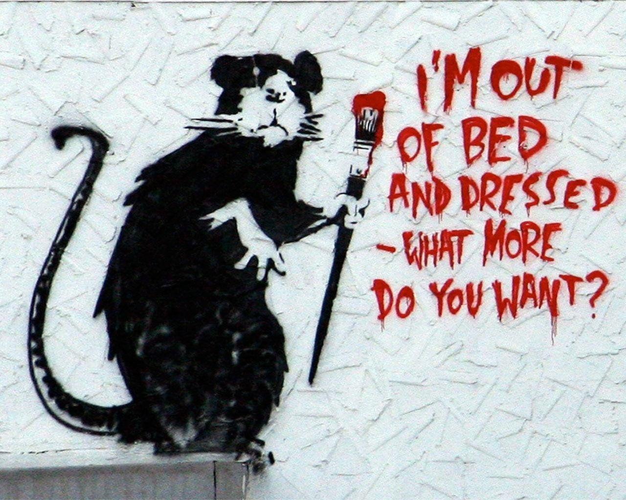 Rat Banksy Art Wallpaper for Phone and HD Desktop Background